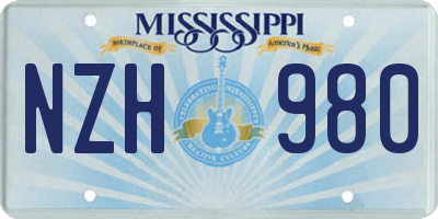 MS license plate NZH980