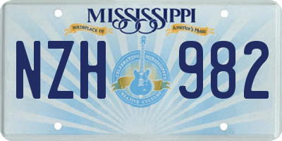 MS license plate NZH982
