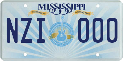 MS license plate NZI000