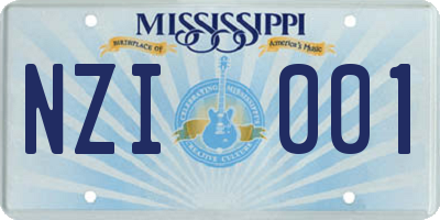 MS license plate NZI001