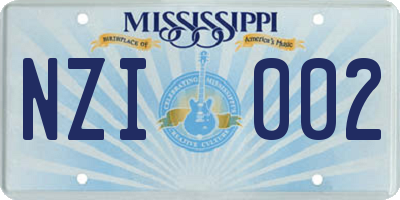MS license plate NZI002