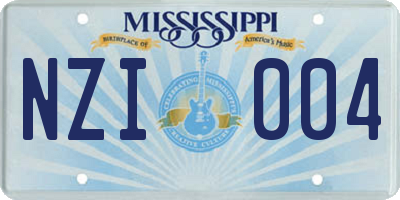 MS license plate NZI004