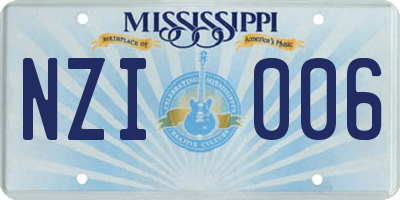 MS license plate NZI006