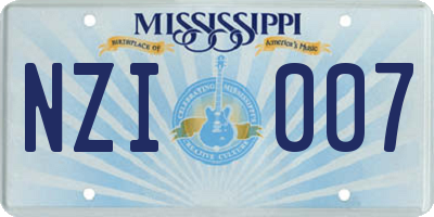 MS license plate NZI007