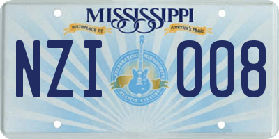 MS license plate NZI008