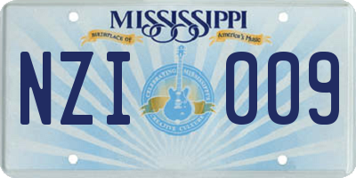 MS license plate NZI009
