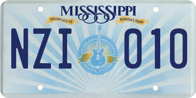 MS license plate NZI010