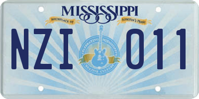 MS license plate NZI011