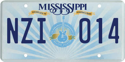 MS license plate NZI014