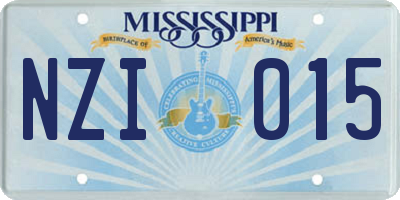 MS license plate NZI015