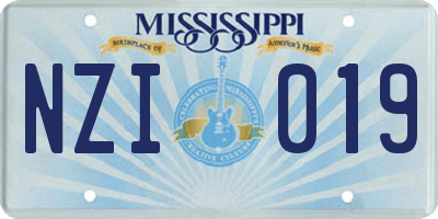 MS license plate NZI019