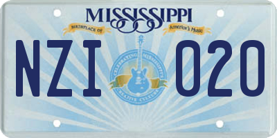 MS license plate NZI020
