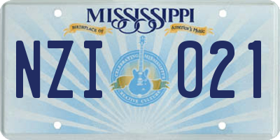 MS license plate NZI021