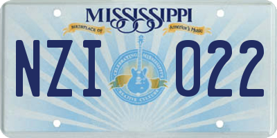 MS license plate NZI022