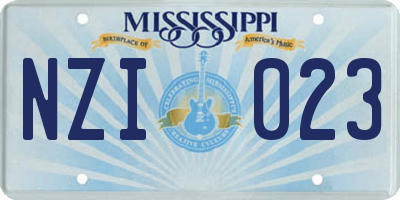 MS license plate NZI023