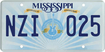MS license plate NZI025