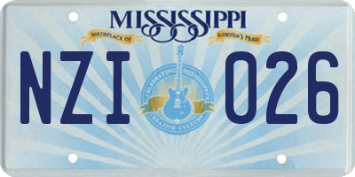MS license plate NZI026