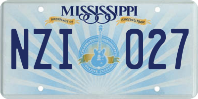 MS license plate NZI027