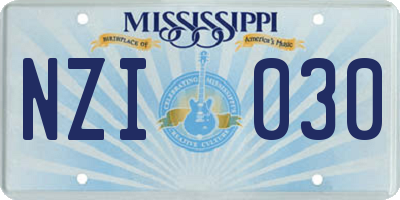 MS license plate NZI030