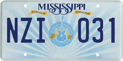 MS license plate NZI031
