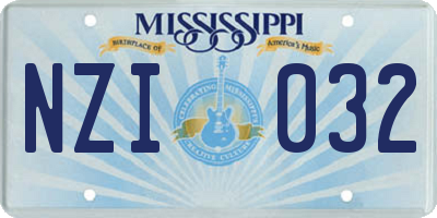 MS license plate NZI032