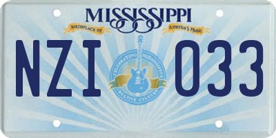 MS license plate NZI033