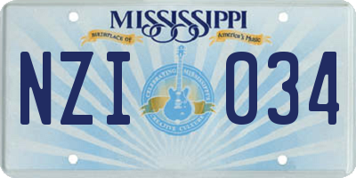 MS license plate NZI034