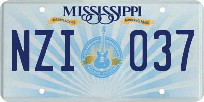 MS license plate NZI037
