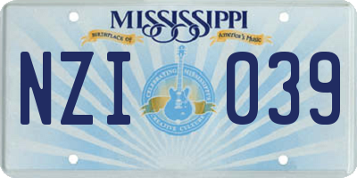 MS license plate NZI039