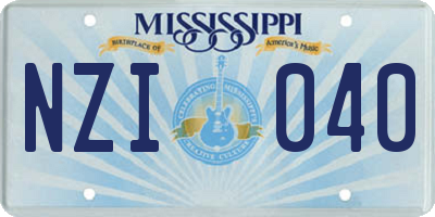 MS license plate NZI040