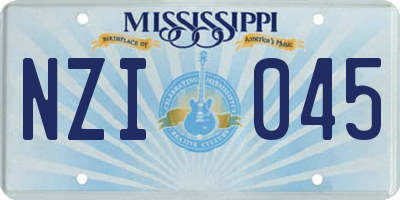 MS license plate NZI045