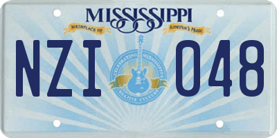 MS license plate NZI048