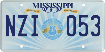 MS license plate NZI053