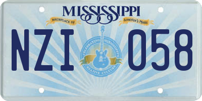 MS license plate NZI058