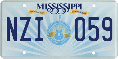 MS license plate NZI059
