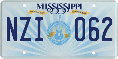 MS license plate NZI062
