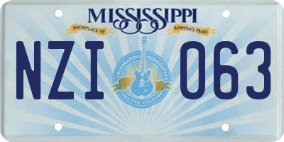 MS license plate NZI063