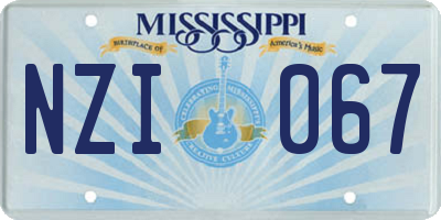 MS license plate NZI067