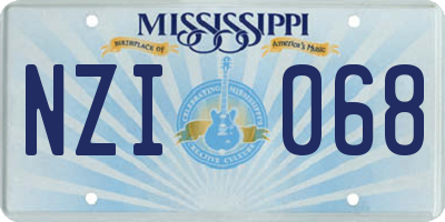 MS license plate NZI068