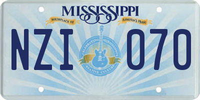 MS license plate NZI070