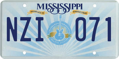MS license plate NZI071