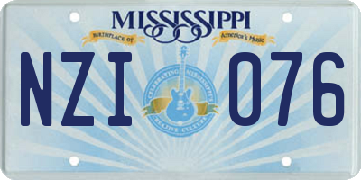 MS license plate NZI076