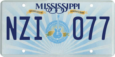 MS license plate NZI077