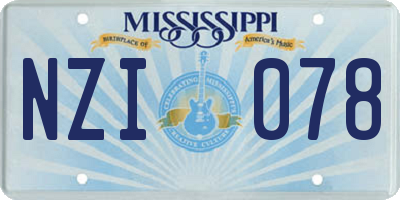 MS license plate NZI078