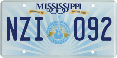 MS license plate NZI092