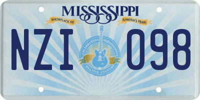 MS license plate NZI098