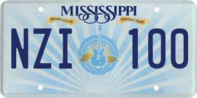 MS license plate NZI100