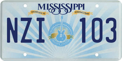 MS license plate NZI103