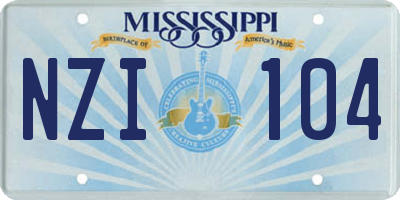 MS license plate NZI104
