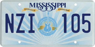 MS license plate NZI105